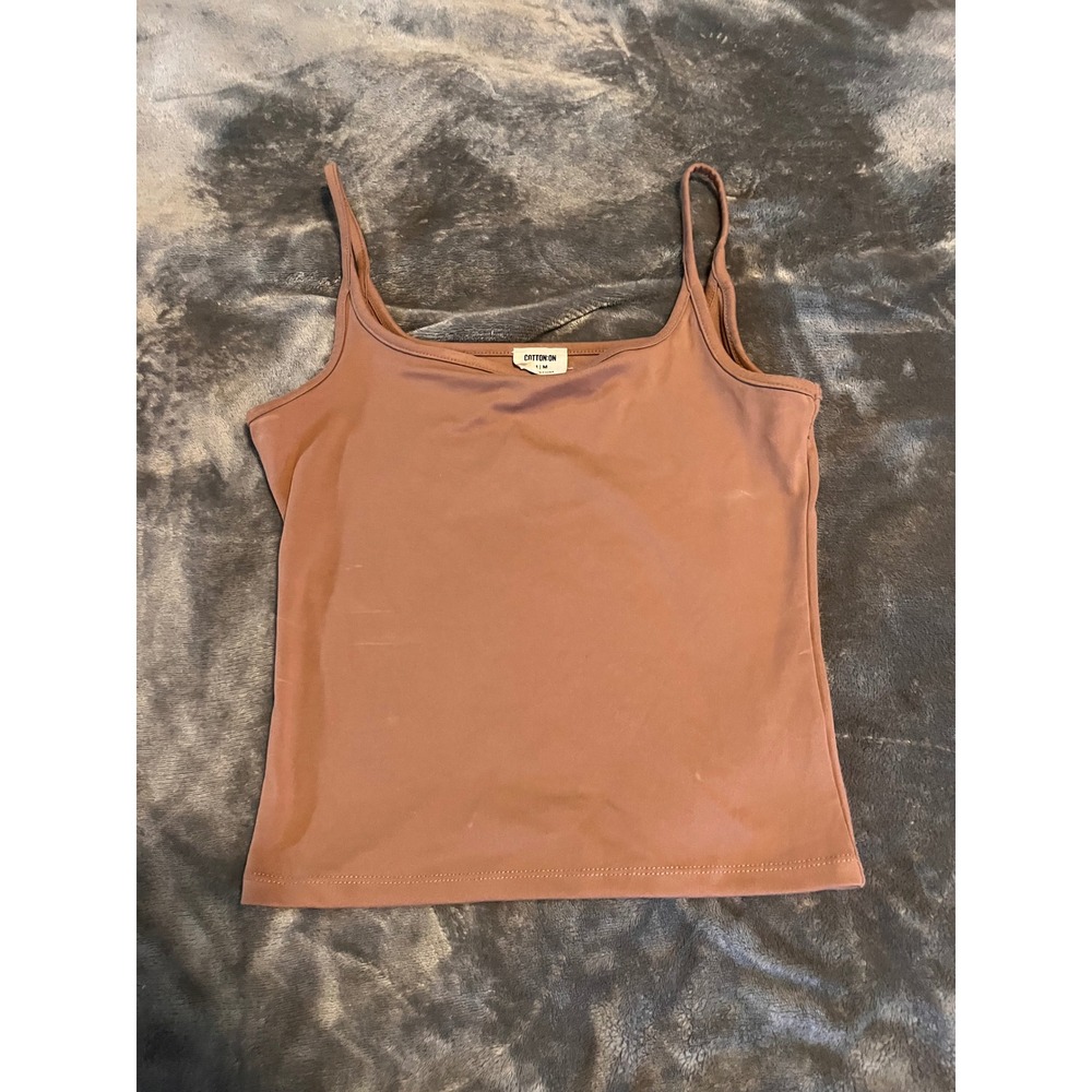 Cotton On Womens Square Neck Spaghetti Strap Camisole Top Brown Size M
